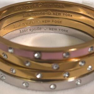 Four Kate Spade Set in Stone beveled crystal and 12k gold bangles – NWOT